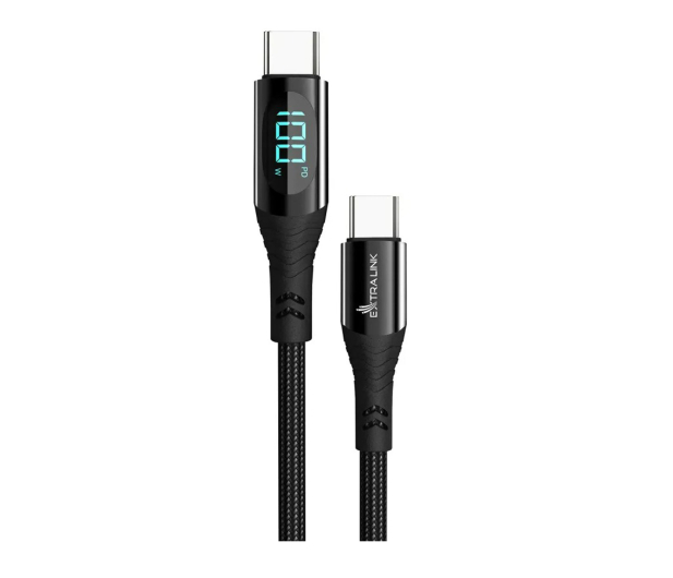 ExtraLink Smart Life Braided USB-C z wyświetlaczem LED 100W, 2m Czarny - 1550947 - zdjęcie